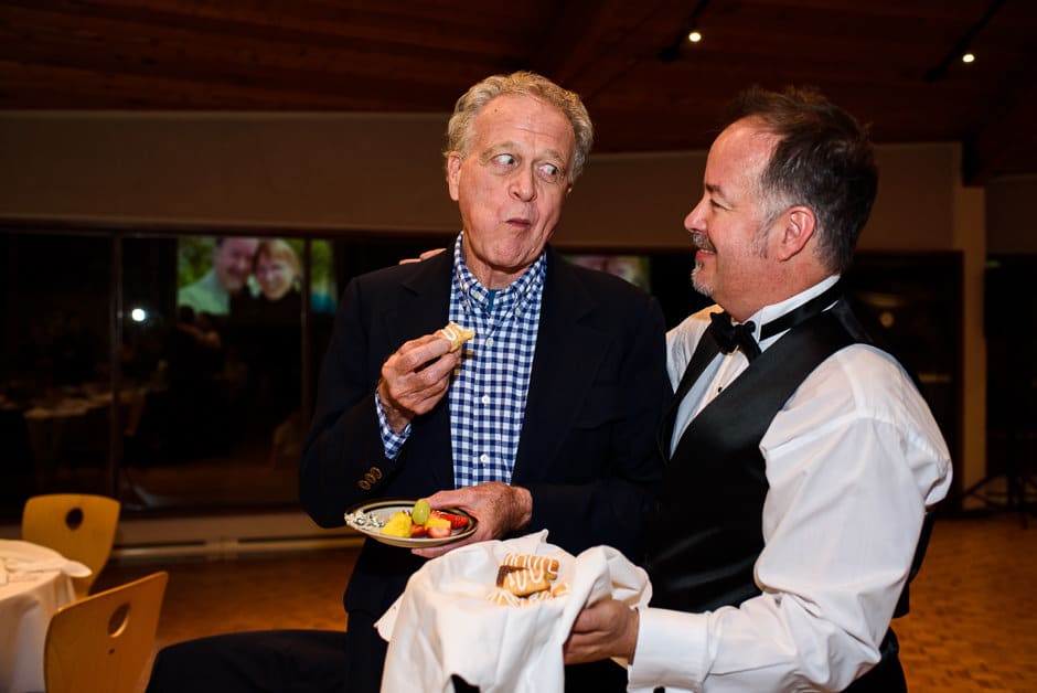 groom sharing Kransekake 