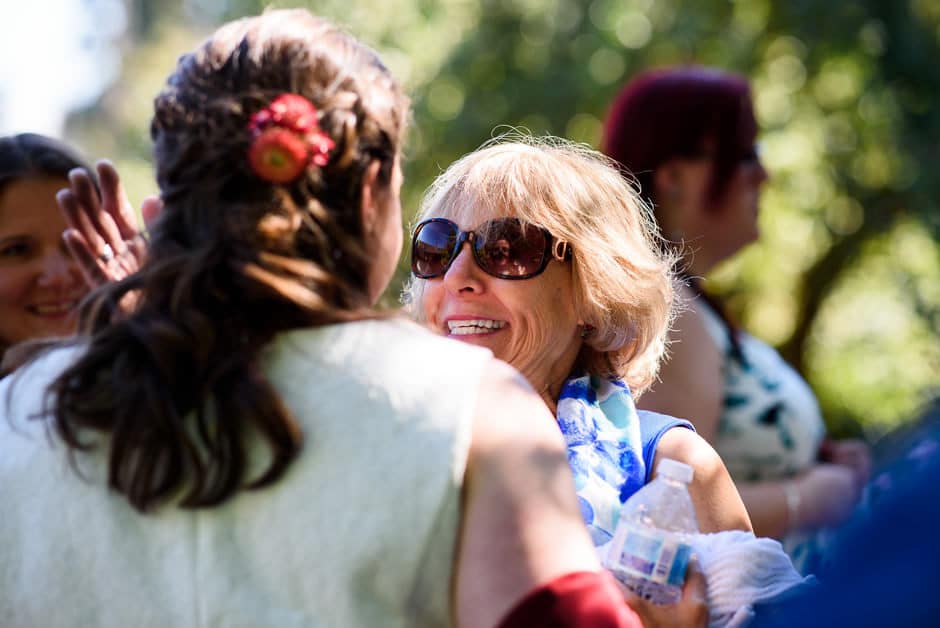 mother greeting bride