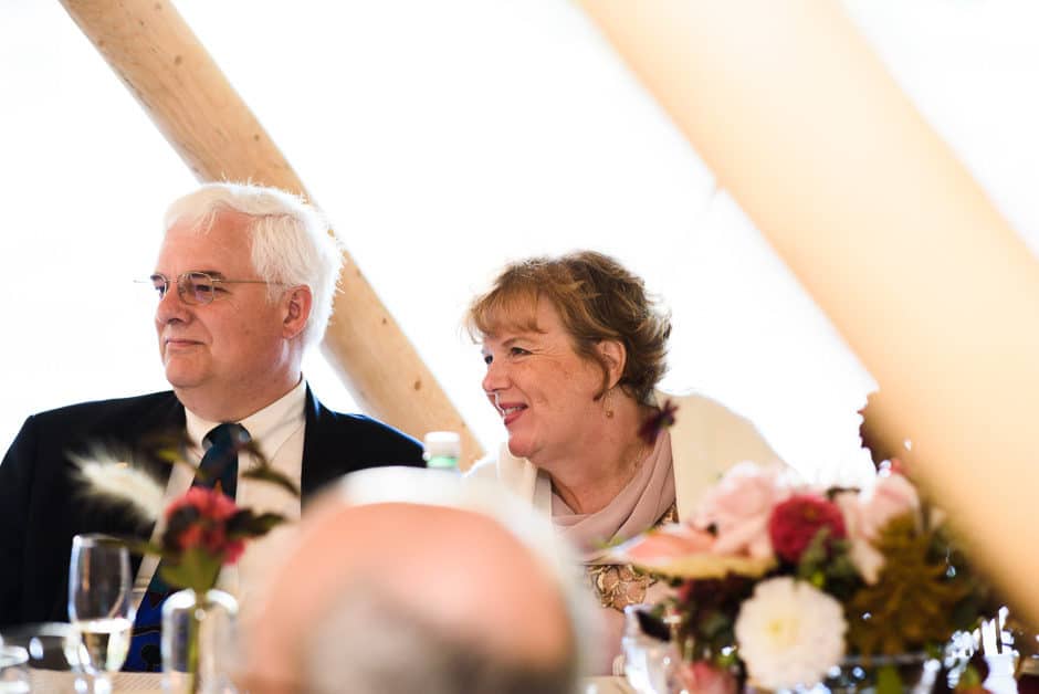 groom's parents reacting to toast