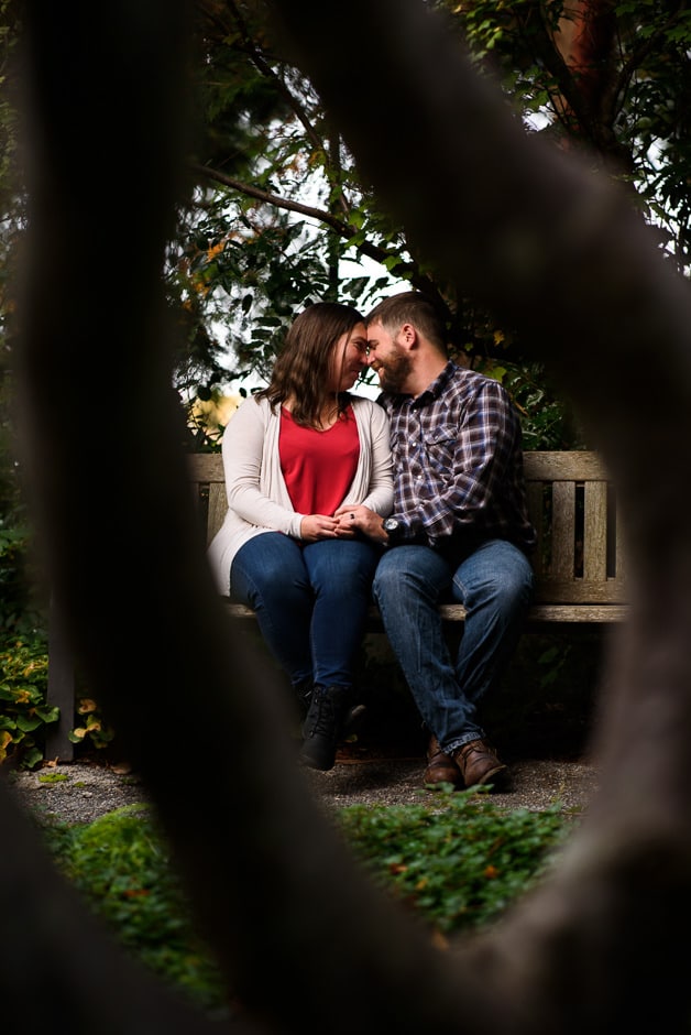 couple on bench at university of victoria