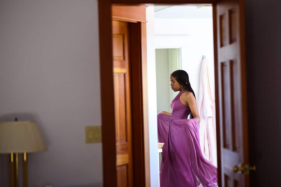 bride's daughter getting ready for wedding